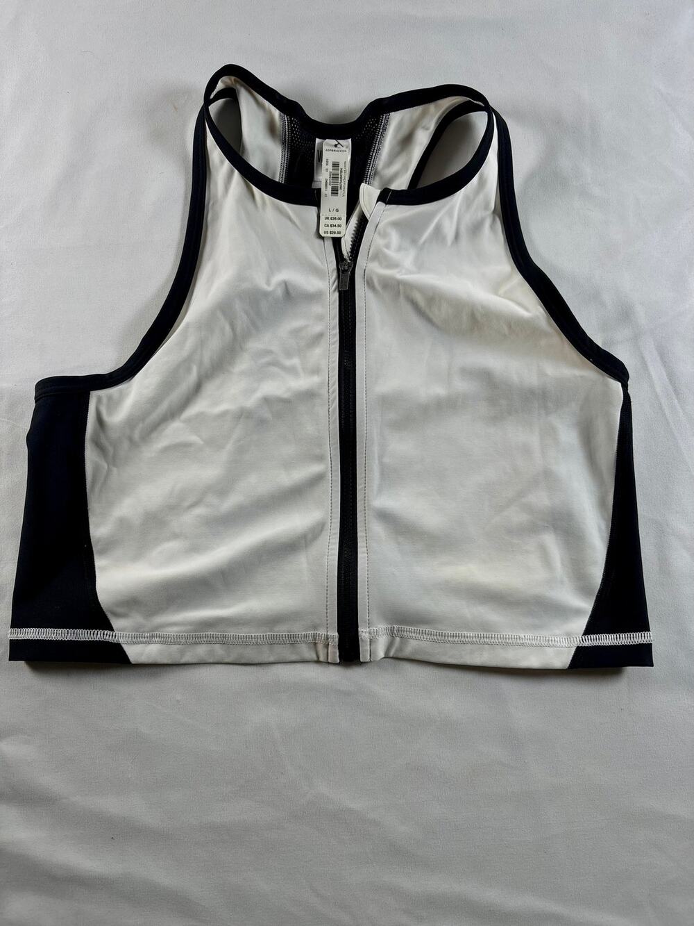 Victoria Secret Sport Zip Up Workout Top Women Size Lg White and Black New